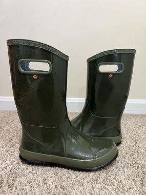 Bogs Dark Green Waterproof Pull-On Rain Boots Youth Size US6 (EU 39)